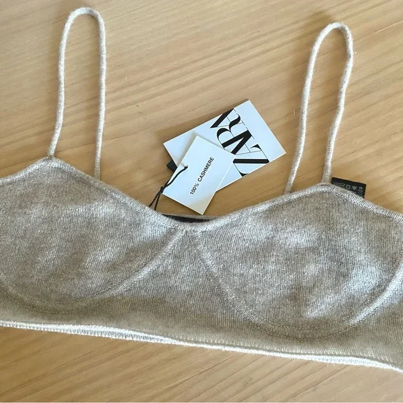 Zara cashmere bra top and briefs matching SET - Picture 3 of 8